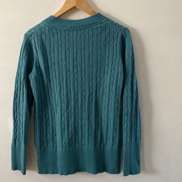 Ann Taylor Loft Green V-Neck Sweater X-Large - Picture 2 of 4